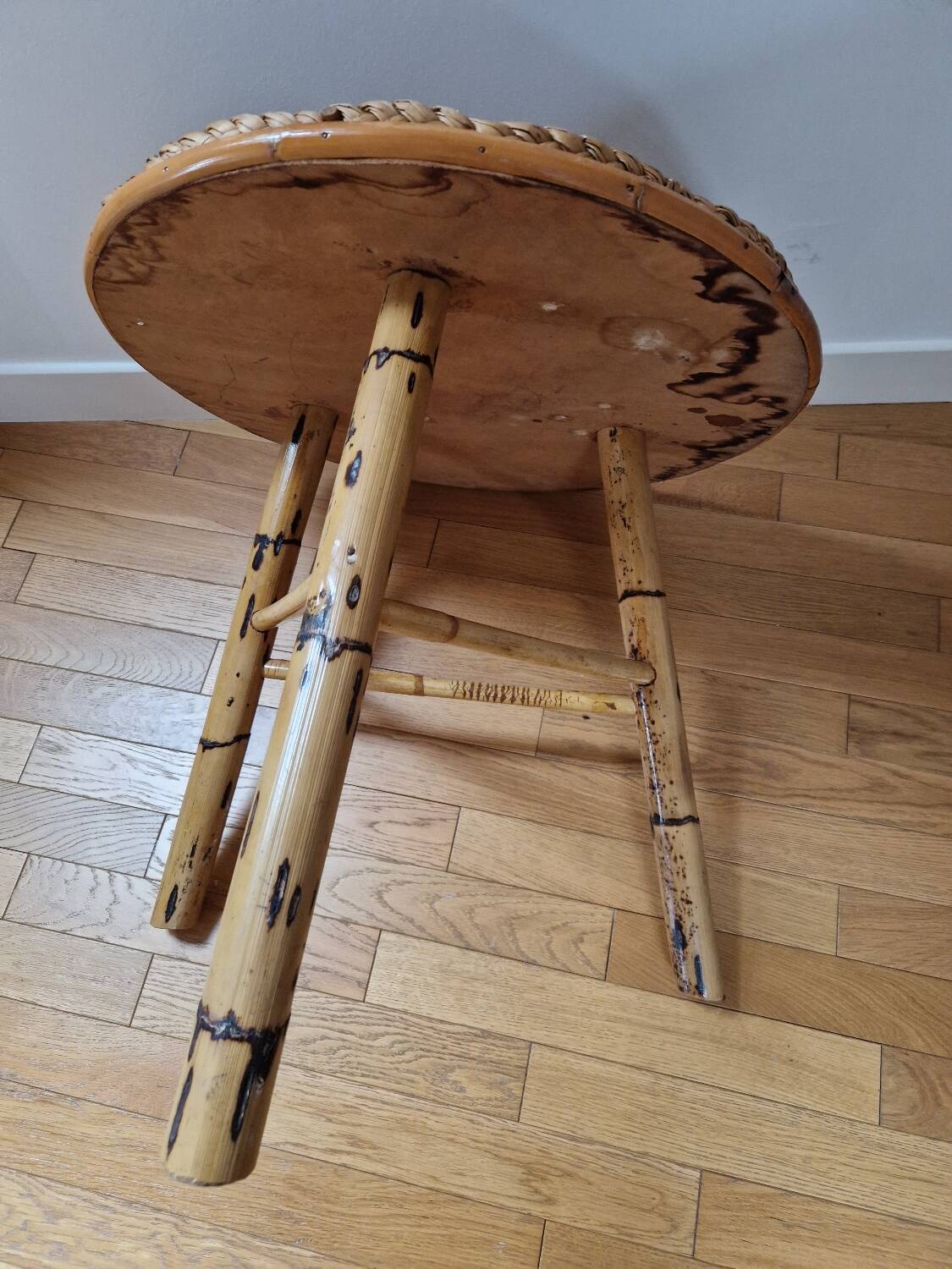 Rattan and rope coffee table