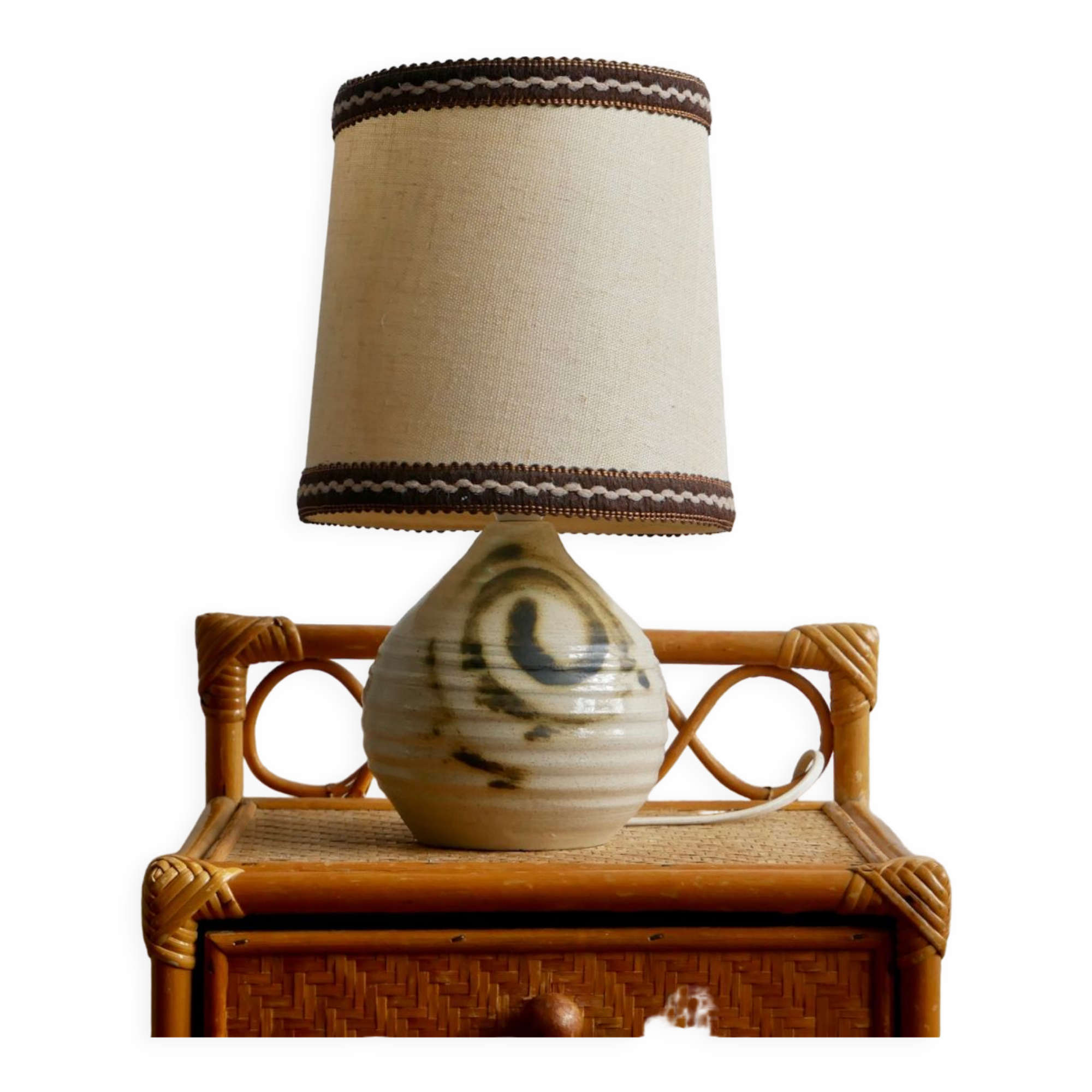 Vintage stoneware bedside lamp