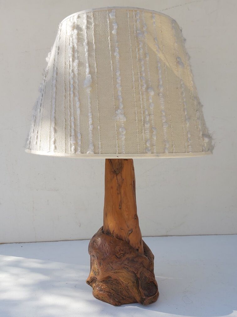 Vintage wood brutalist lamp 50s