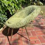 Fauteuil moumoute vintage vert pale