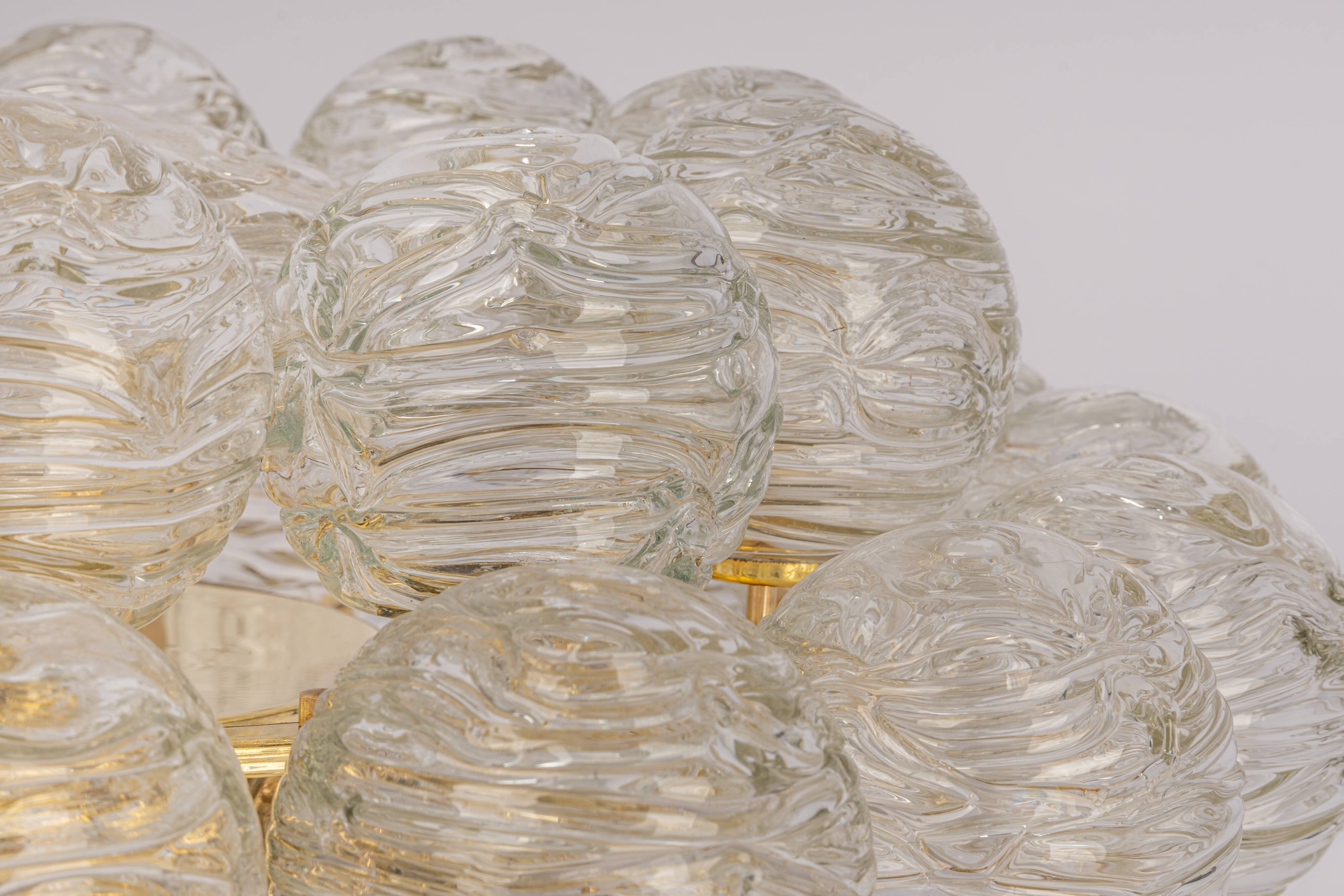 Spectacular Sputnik Flush Mount Glass Snow Balls by Doria, Germany, 1970s