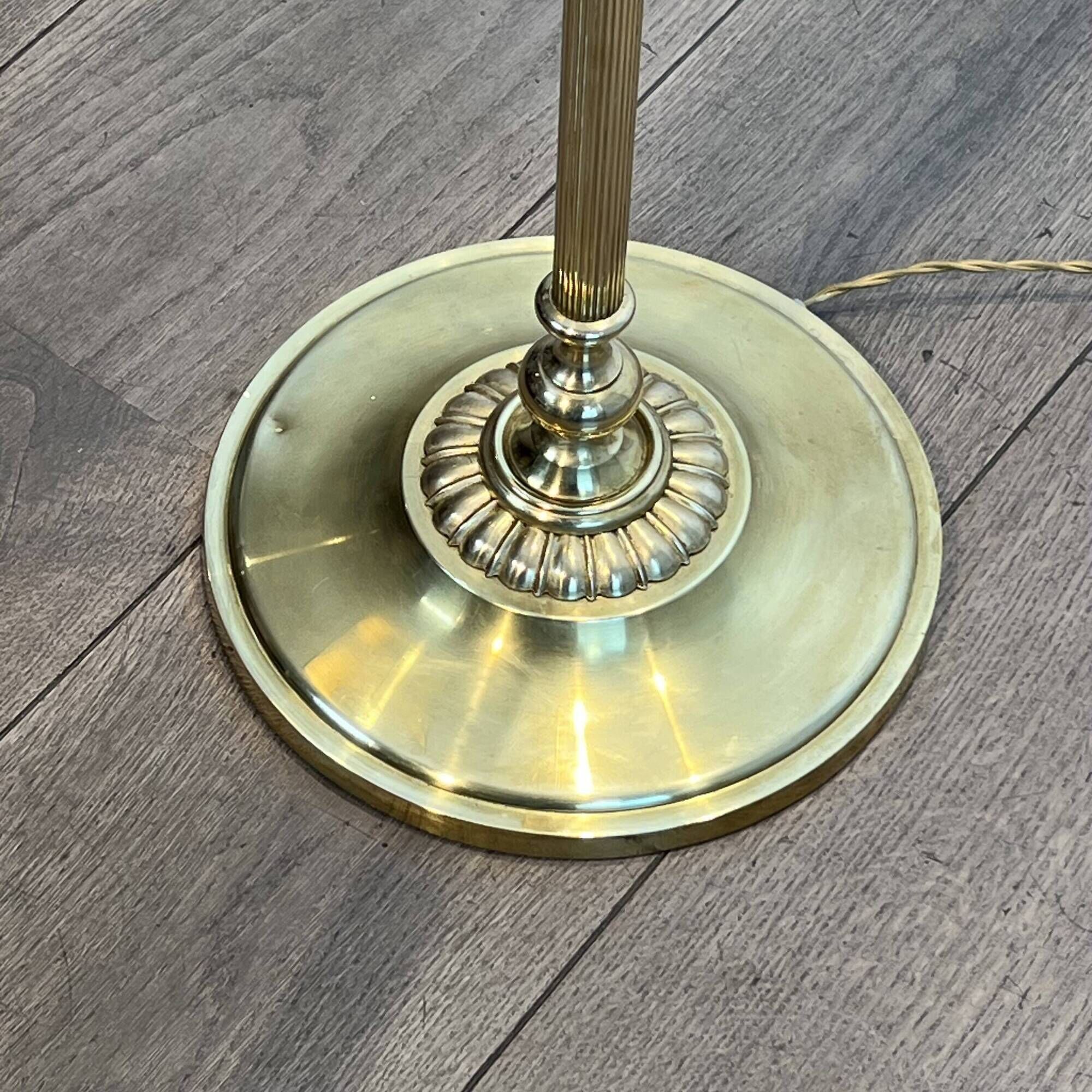 Reading Floor Lamp with Adjustable Arm in Gold Brass. French Work. Vers