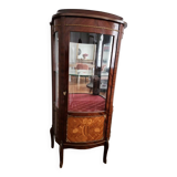 Louis XV style display case in curved glass and marquetry