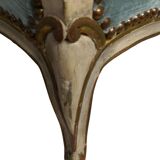 Armchair Louis XV " Shepherdess " Blue Velvet 19th century