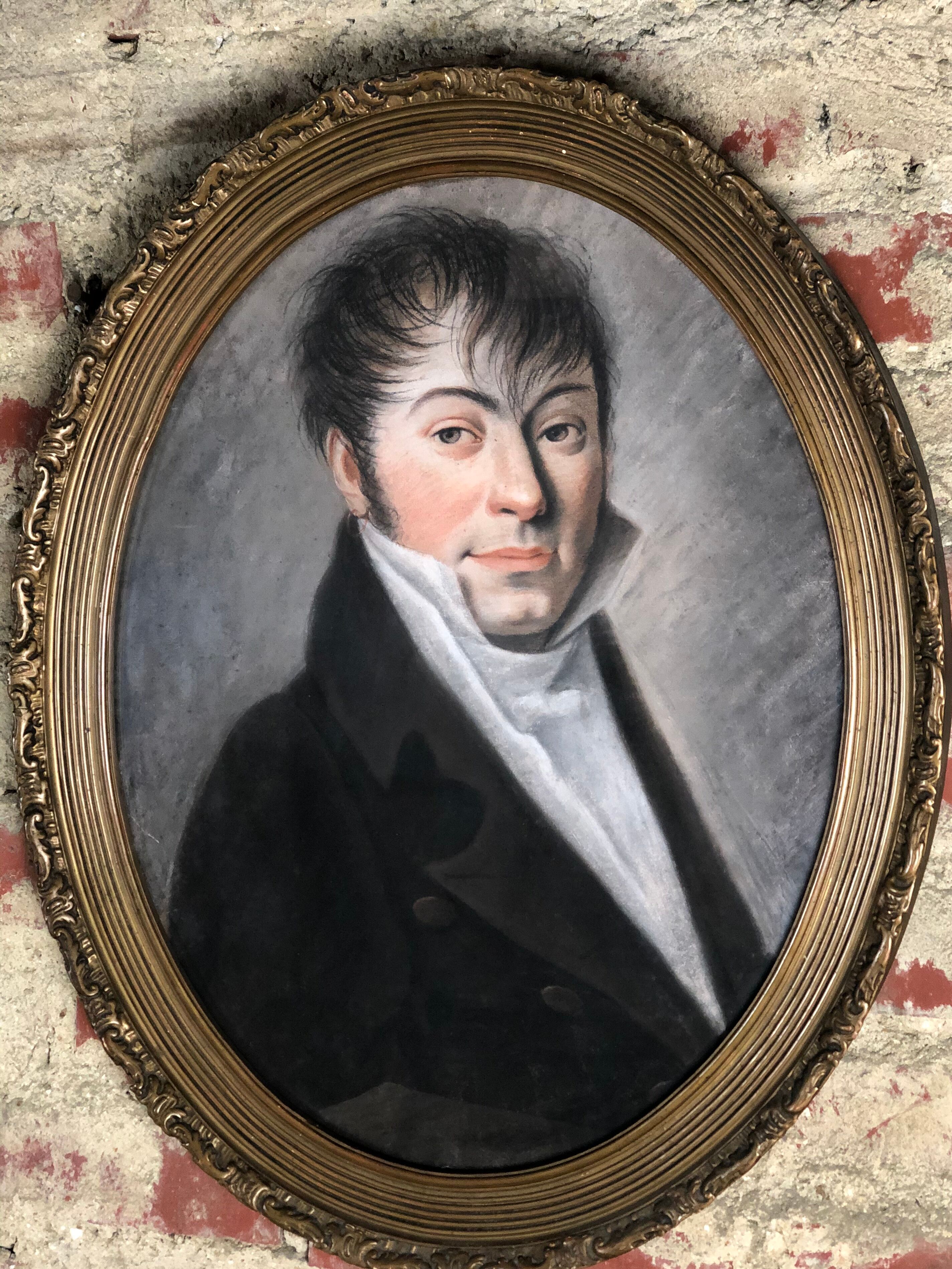 Pastel on paper "Portrait of the Gentleman" framed under glass XIX em