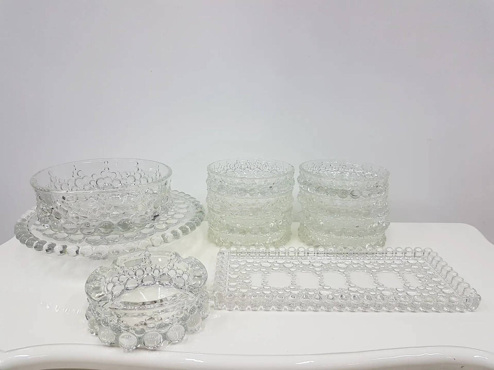 12-piece Bolero Bubble set, clear crystal glass, Walther Glas, Germany, 197