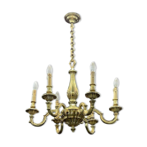 Lustre 6 lumières en bronze des années 1960, Lucien Gau