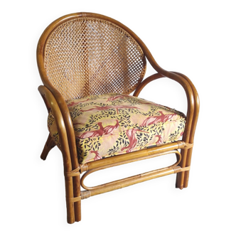 Rattan and cane chair - 1980s