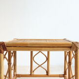 Vintage square rattan side coffee table