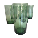 Set 6 verres gobelets verts soufflés 1960