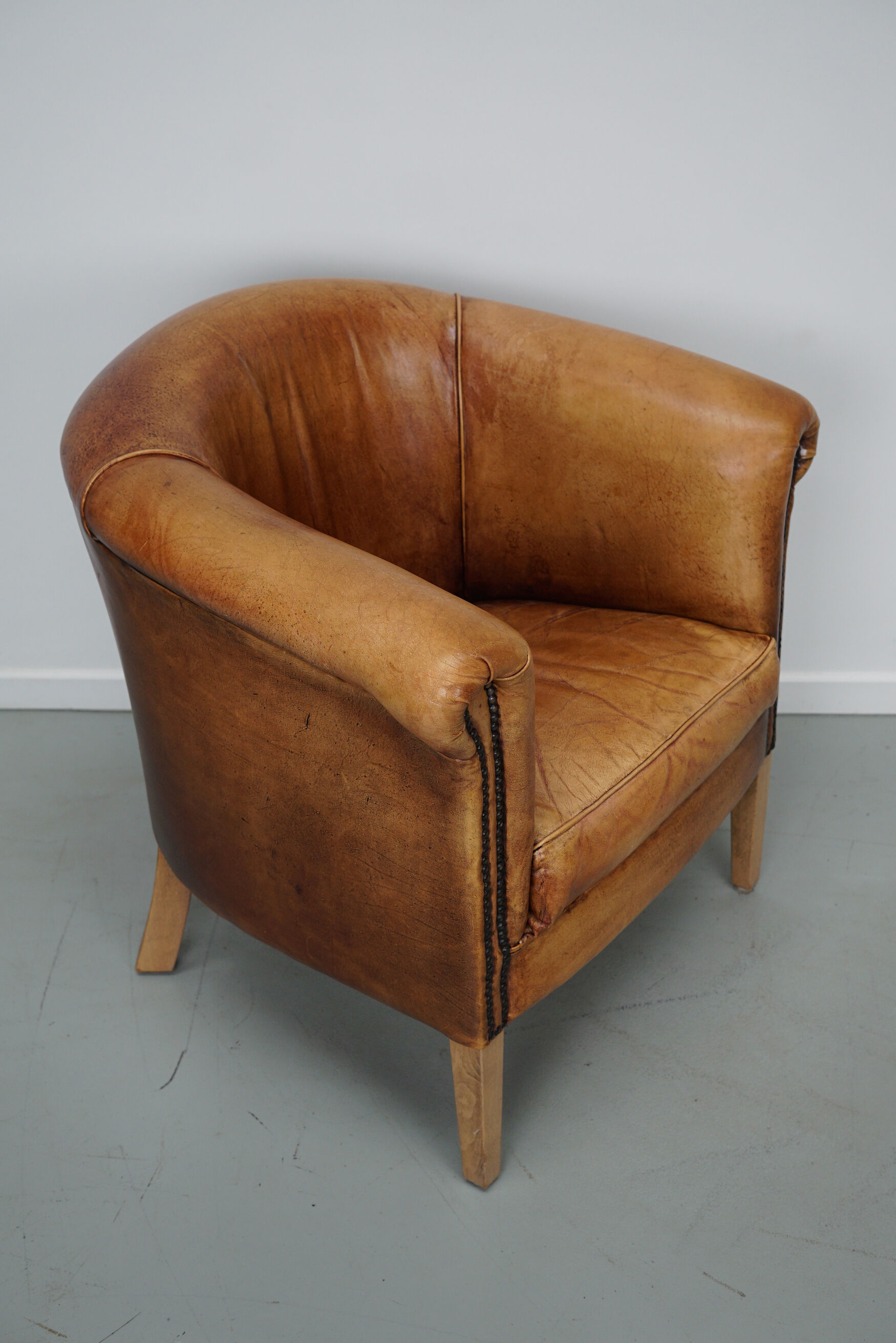 Vintage Dutch Cognac Colored Leather Club Chair