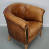 Vintage Dutch Cognac Colored Leather Club Chair