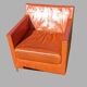 14 armchairs and 4 vintage orange leather benches