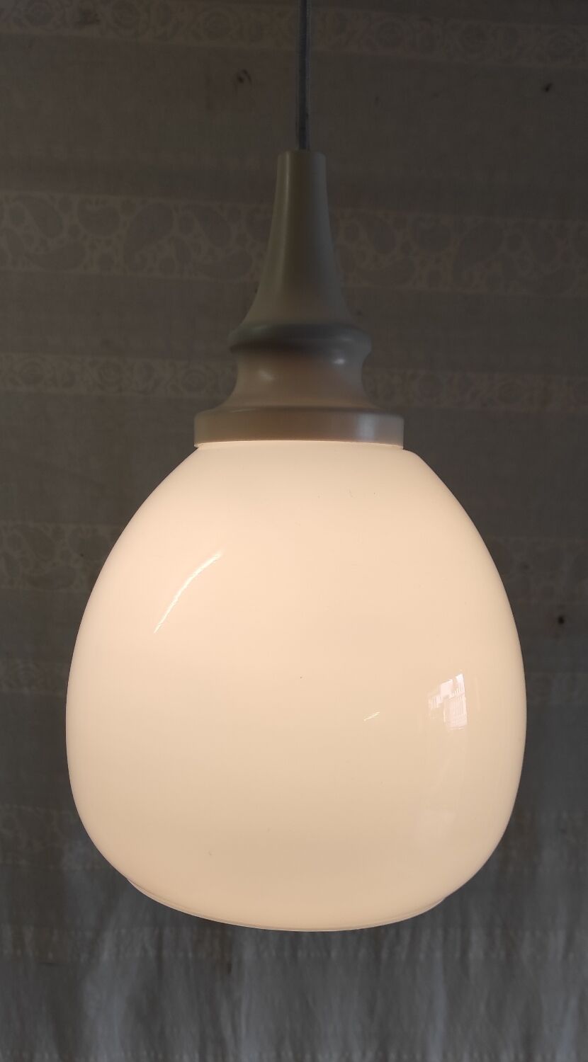 Scandinavian globe opaline suspension style - 1960s/70s