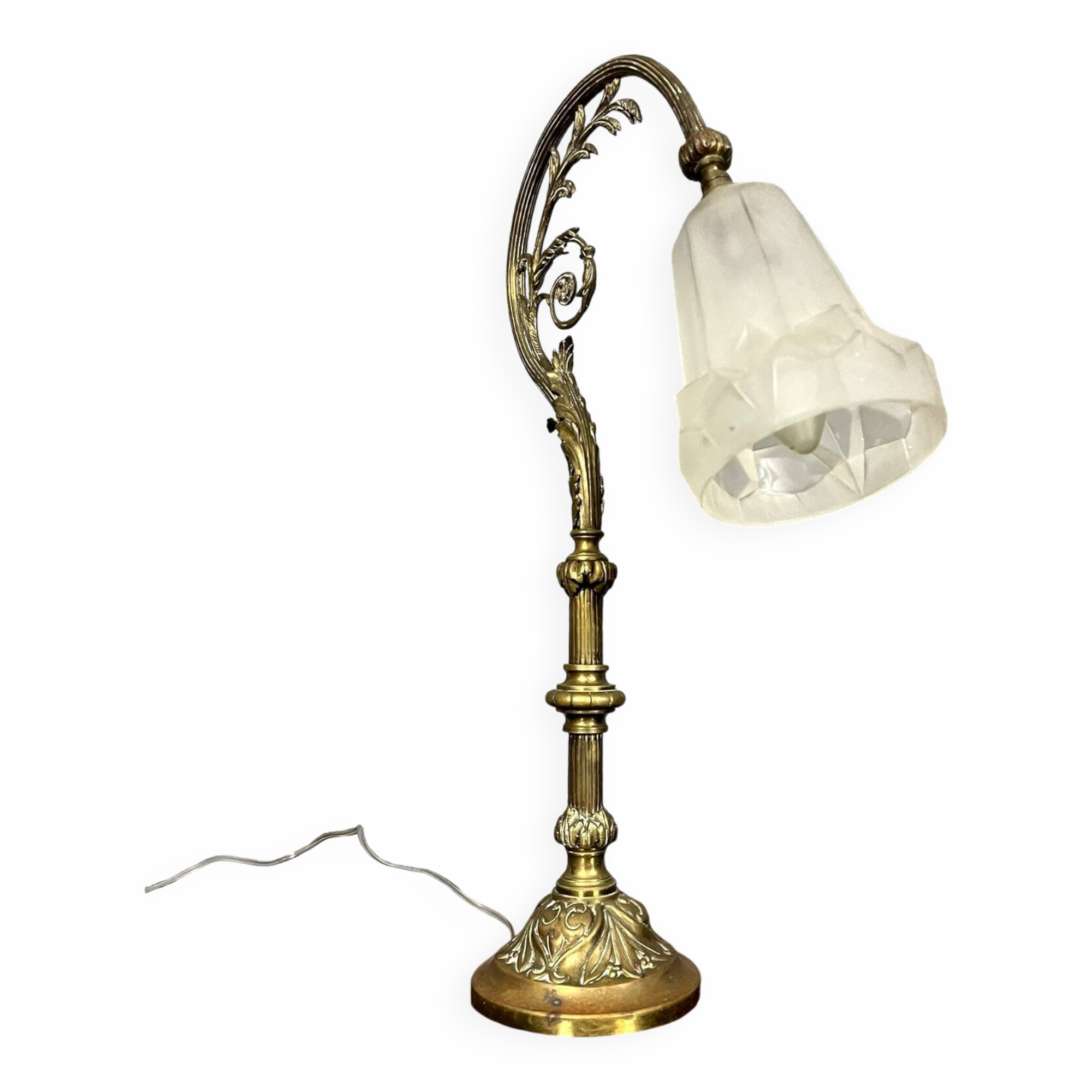 Degué: 1880s gilt bronze desk lamp