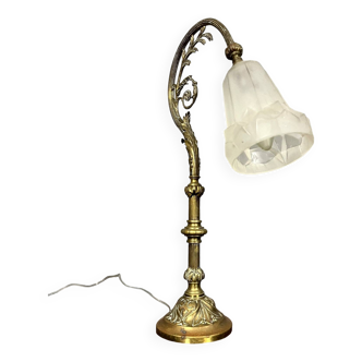 Degué : lampe de bureau époque 1880 en bronze doré
