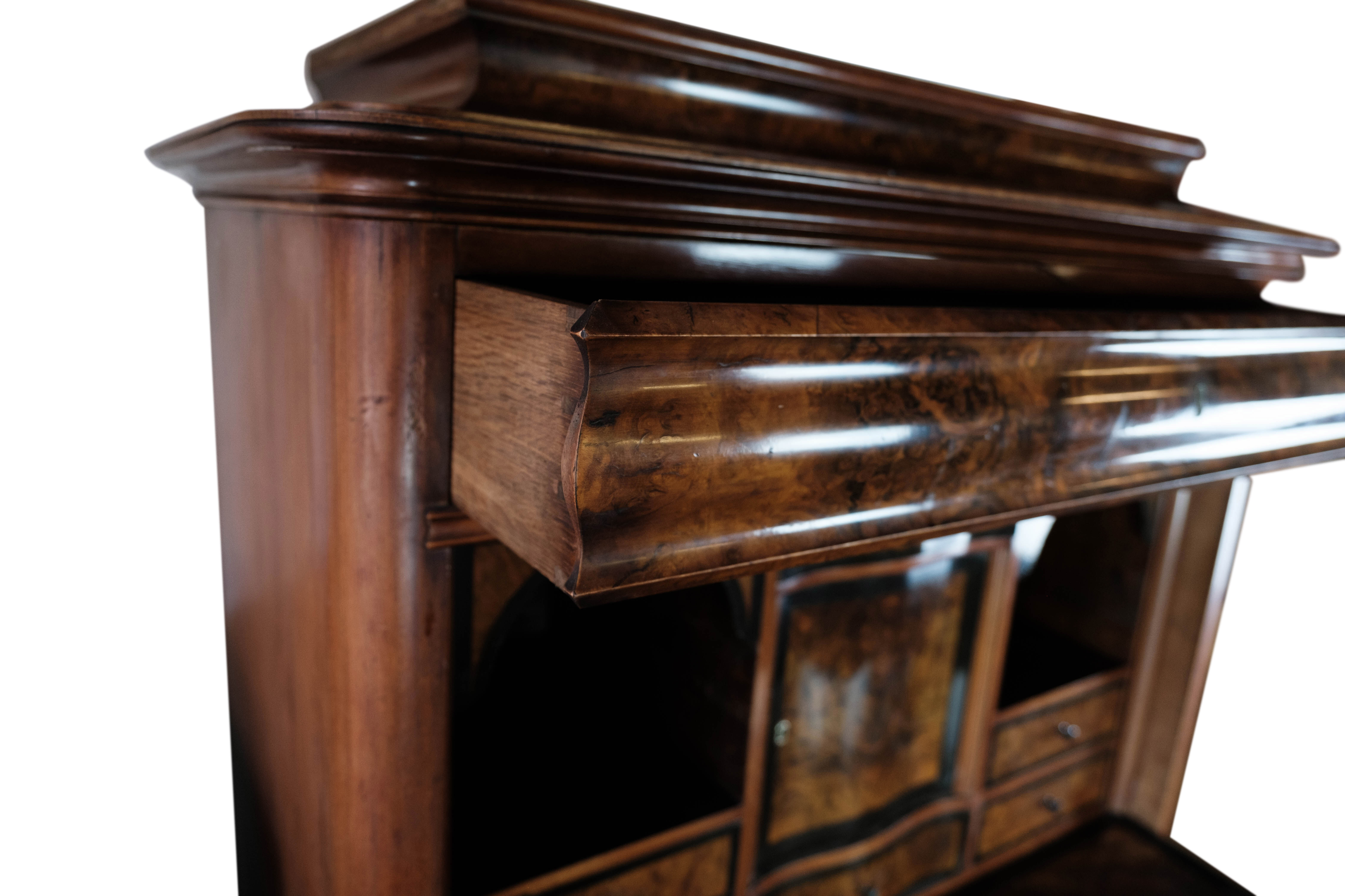 Bureau of polished walnut and mahogany, 1850s