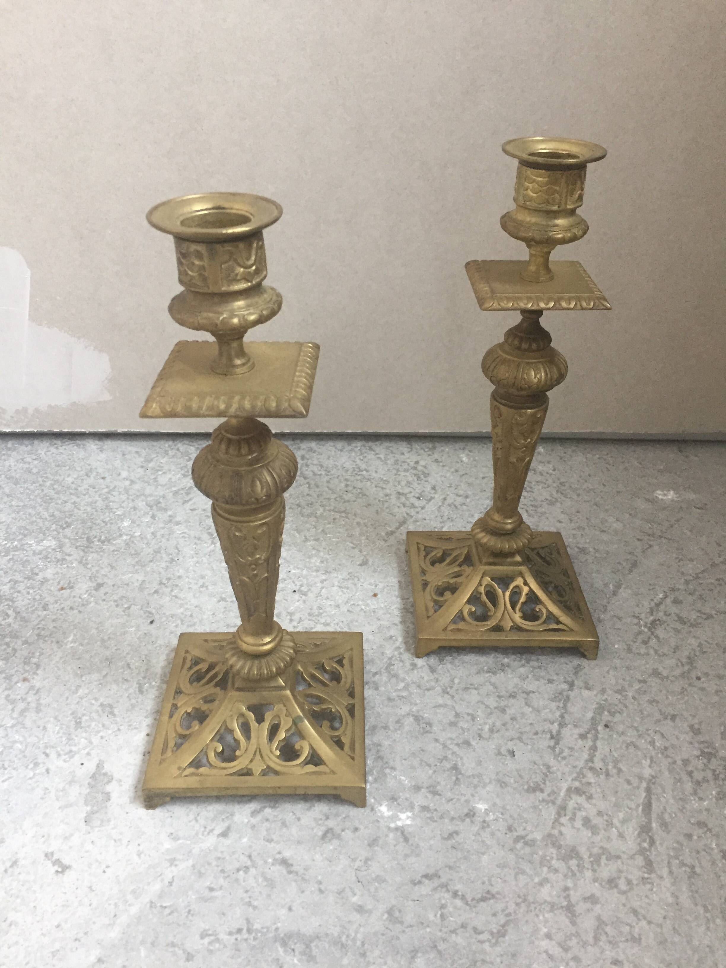 Pair of Napoleon III bronze candlesticks