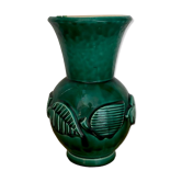 Vase vintage art déco en céramique verte