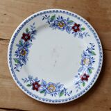 Vintage Gien earthenware flat plate with floral pattern on the border