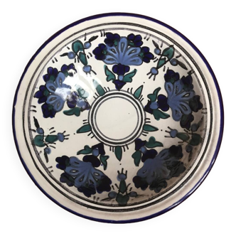 Handmade vintage blue flower soup plate