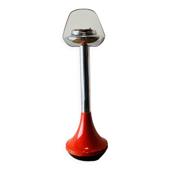Vintage tulip ashtray on foot in red and chrome steel - Space Age Design