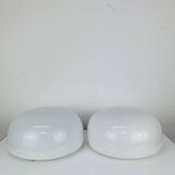 Pair of opaline ball wall lights, vintage half spheres