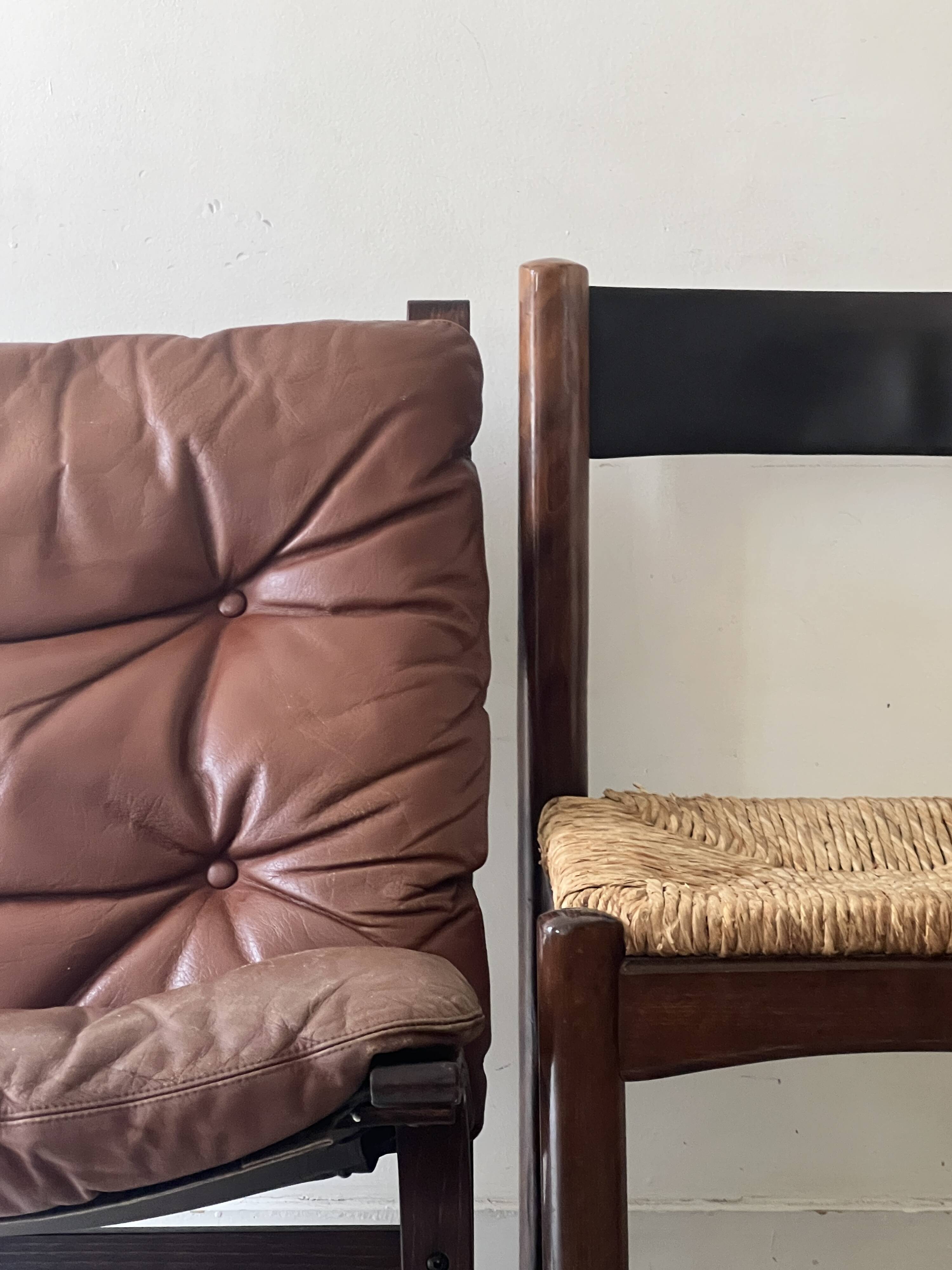 Fauteuil scandinave en cuir cognac "Siesta" par Ingmar Relling pour Westnofa 1960