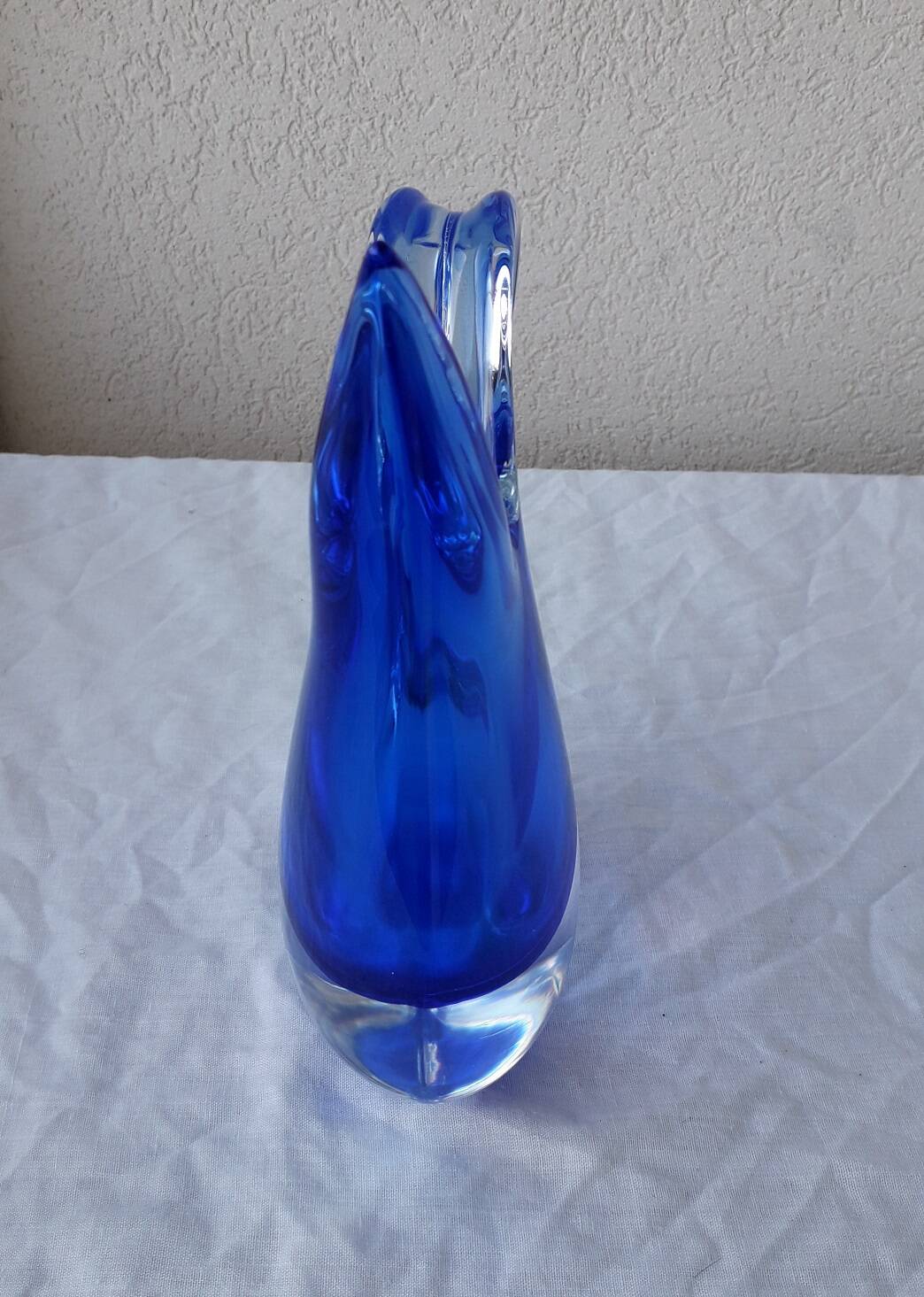 Vase pichet verre bleu Murano Flavio Poli Seguso