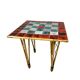 Vintage bamboo dining table with red, white and blue checks, 1950s