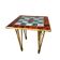 Vintage bamboo dining table with red, white and blue checks, 1950s