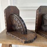 Paire de serre-livres bois sculpté