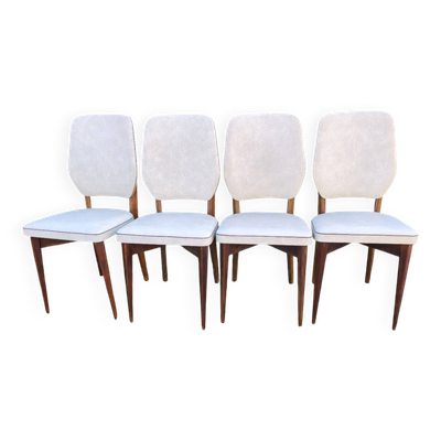 Lot de 4 chaises vintage design scandinave – années 60/70 – bois teint