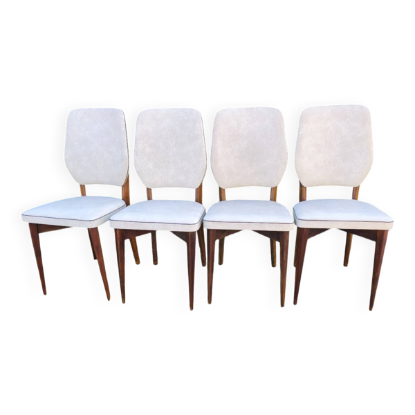 Lot de 4 chaises vintage design scandinave – années 60/70 – bois teint