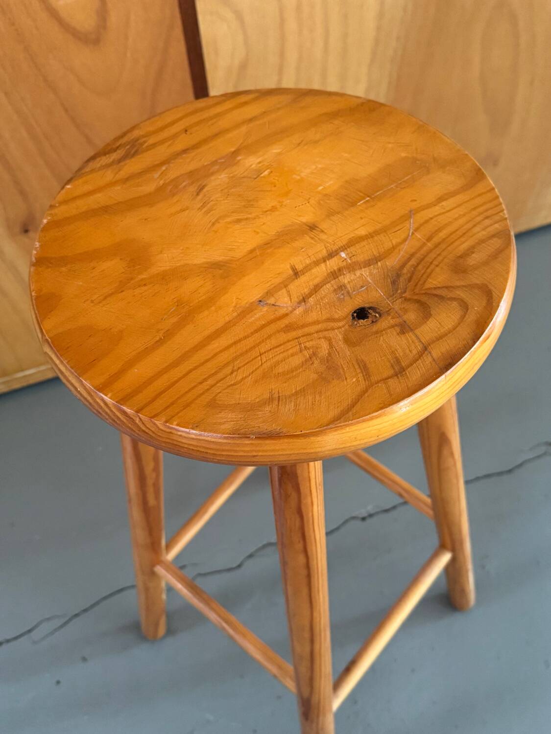 High wooden stool