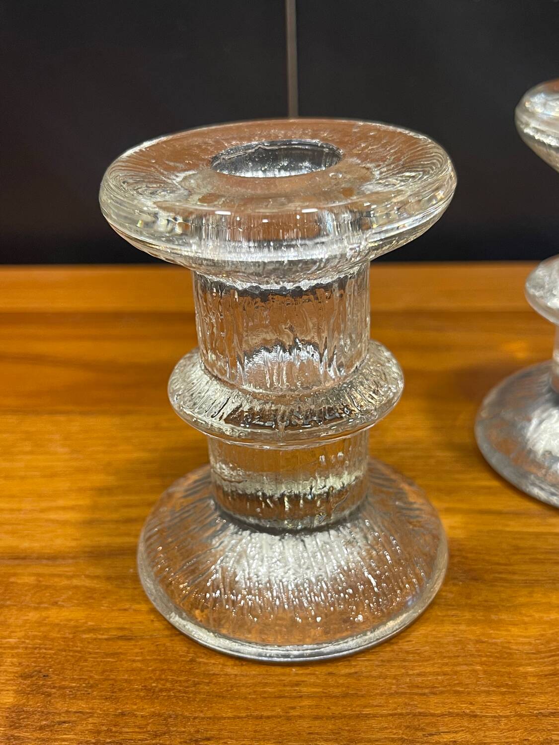 Pair of Festivo crystal candle holders by Timo Sarpaneva 1960
