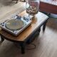 Old black and wood coffee table