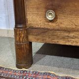 19th-century Empire commode in walnut with a grey St Anne marble top.