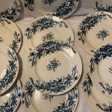 12 old blue dessert plates Eglantines Iron Land HB and Co.