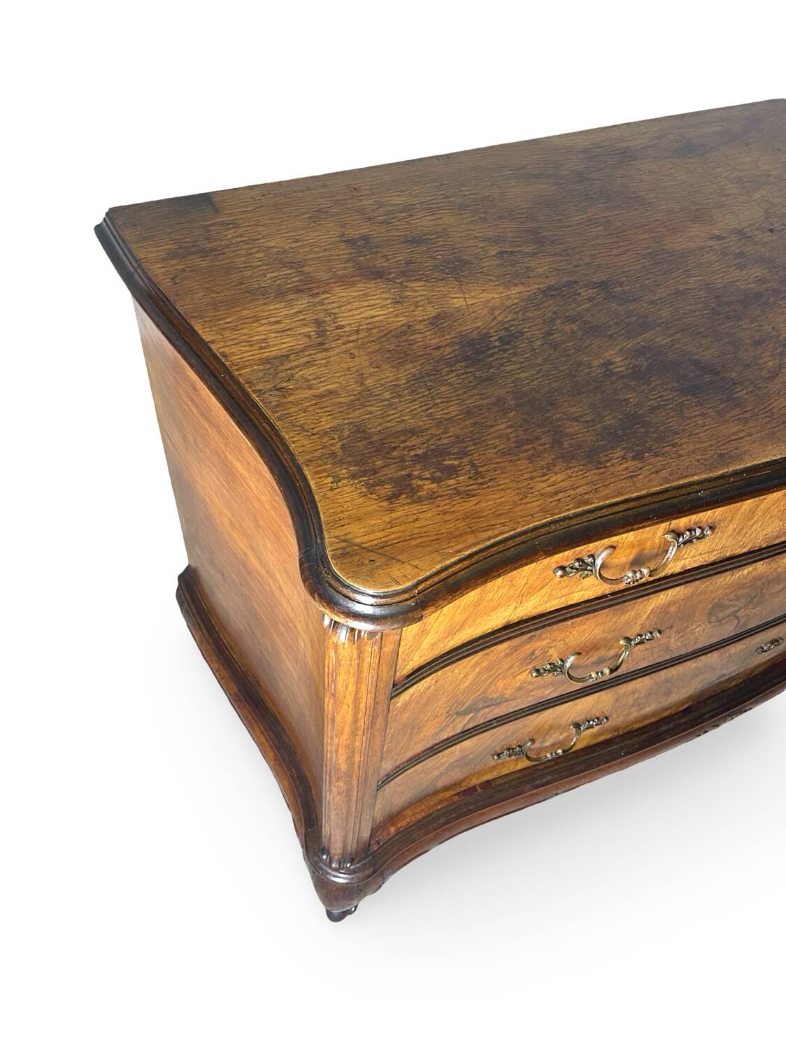 Italian art deco burl walnut chest of drawers, 1940s/50s