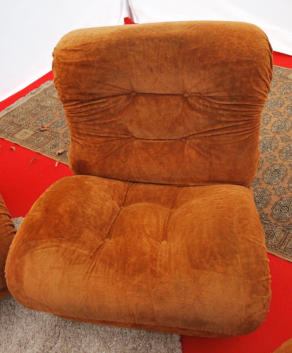 4 vintage armchairs and vintage pouf