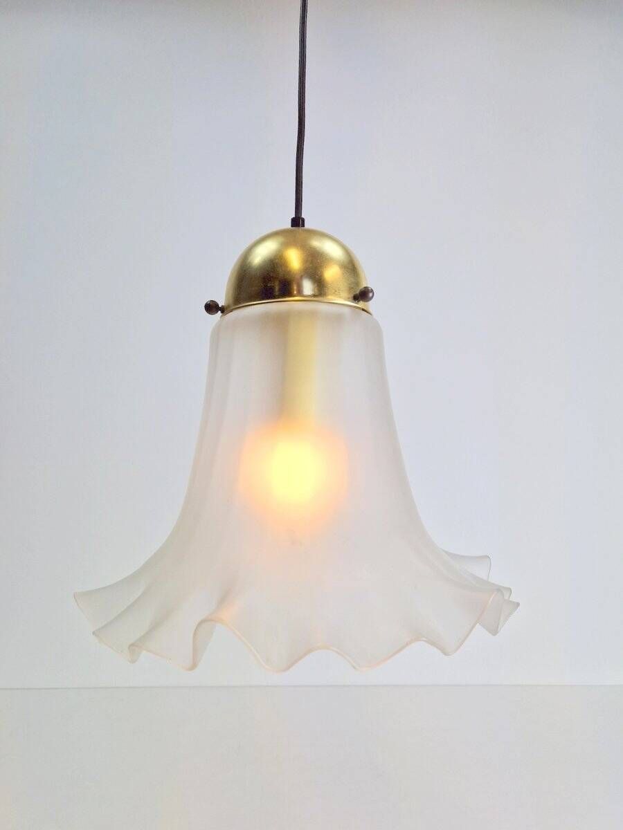 Vintage Glass & Brass Handkerchief Pendant Lamp from Peill & Putzler, 1960s