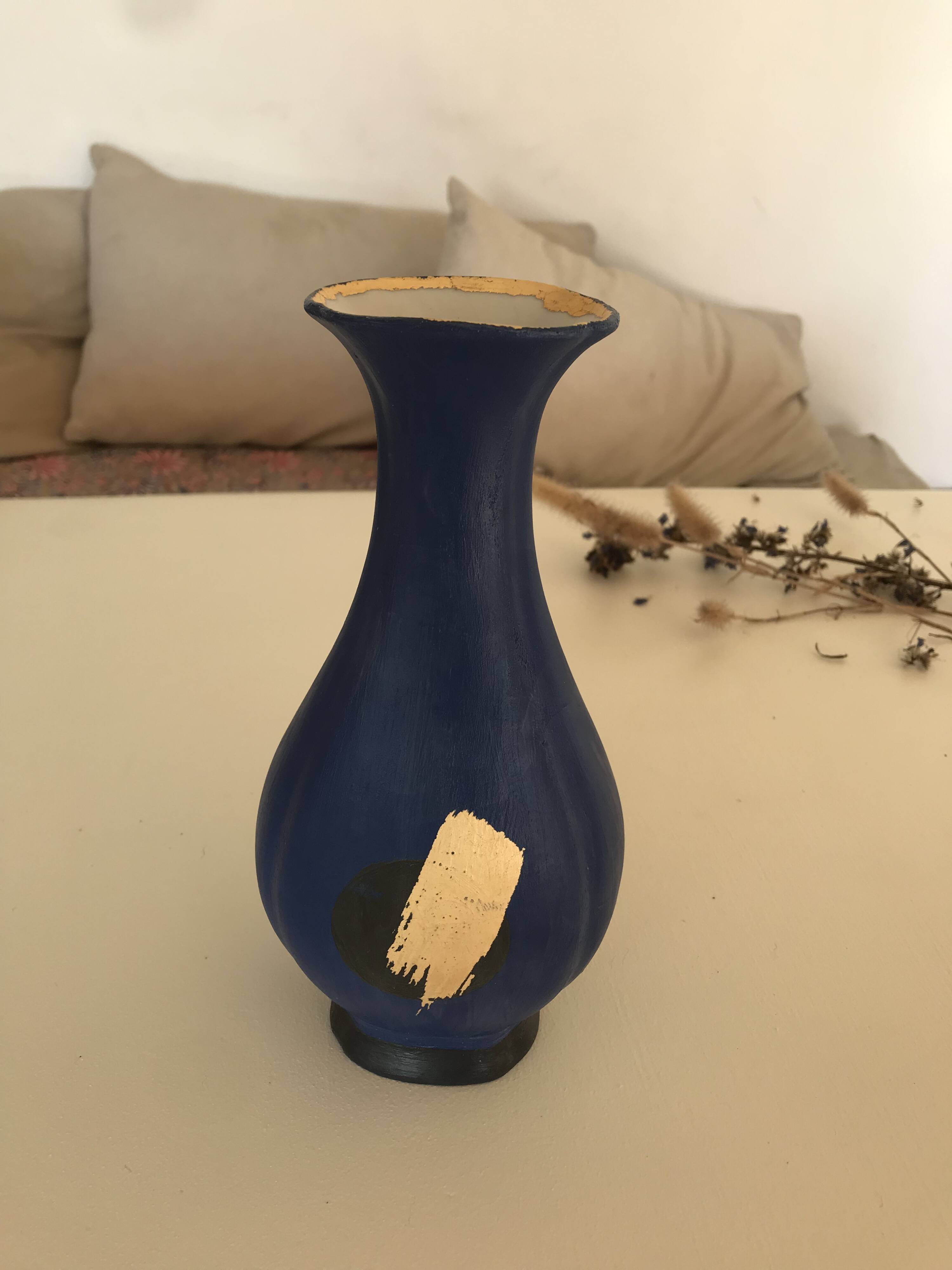 "eclipse" vase painted and gilded with gold leaf