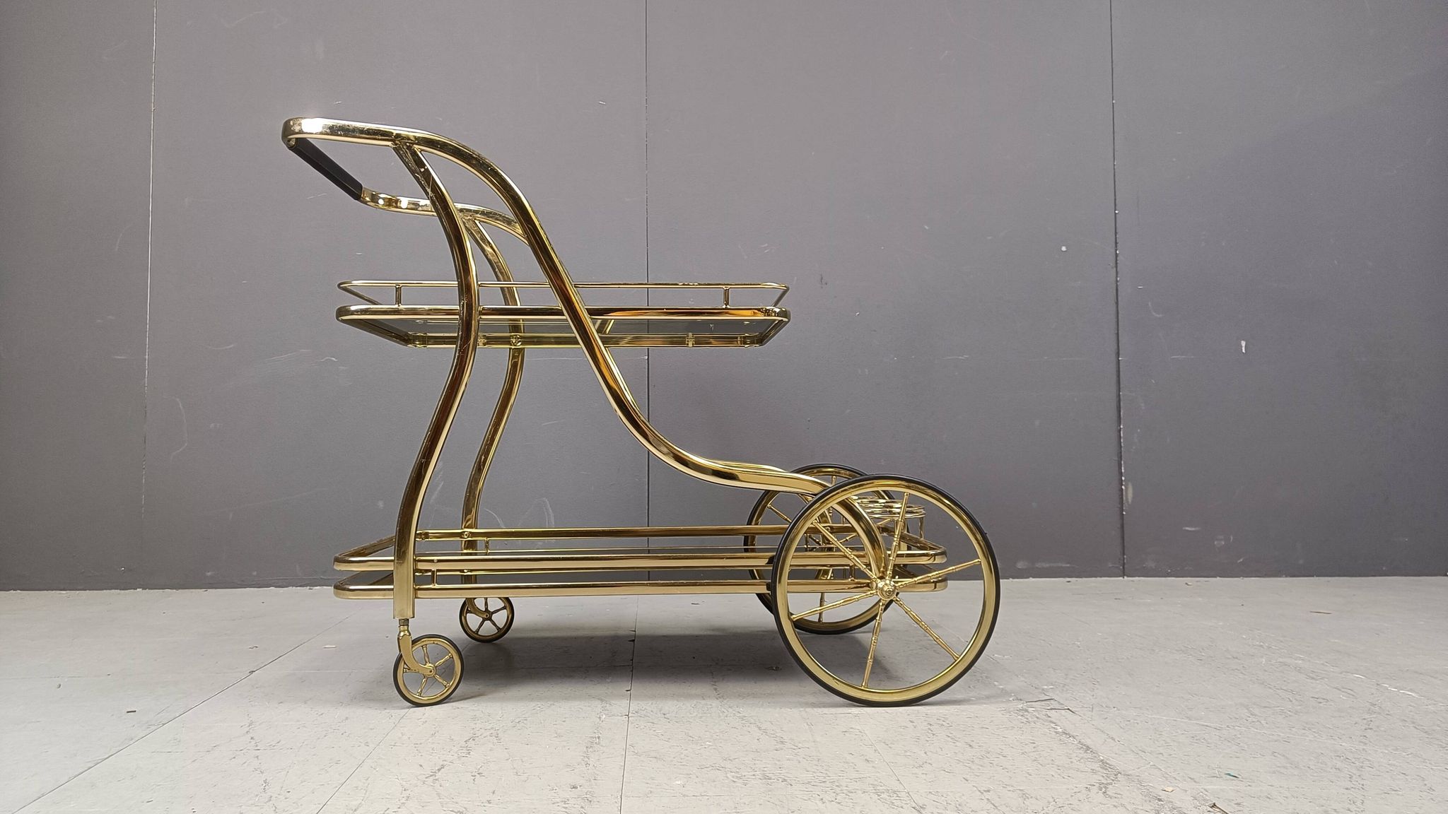 Vintage brass drinks trolley, 1970s