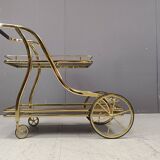 Vintage brass drinks trolley, 1970s