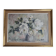 Floral composition, roses, oil on panel signed Line Roll.