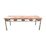 Vintage modernist table with metal tubular base