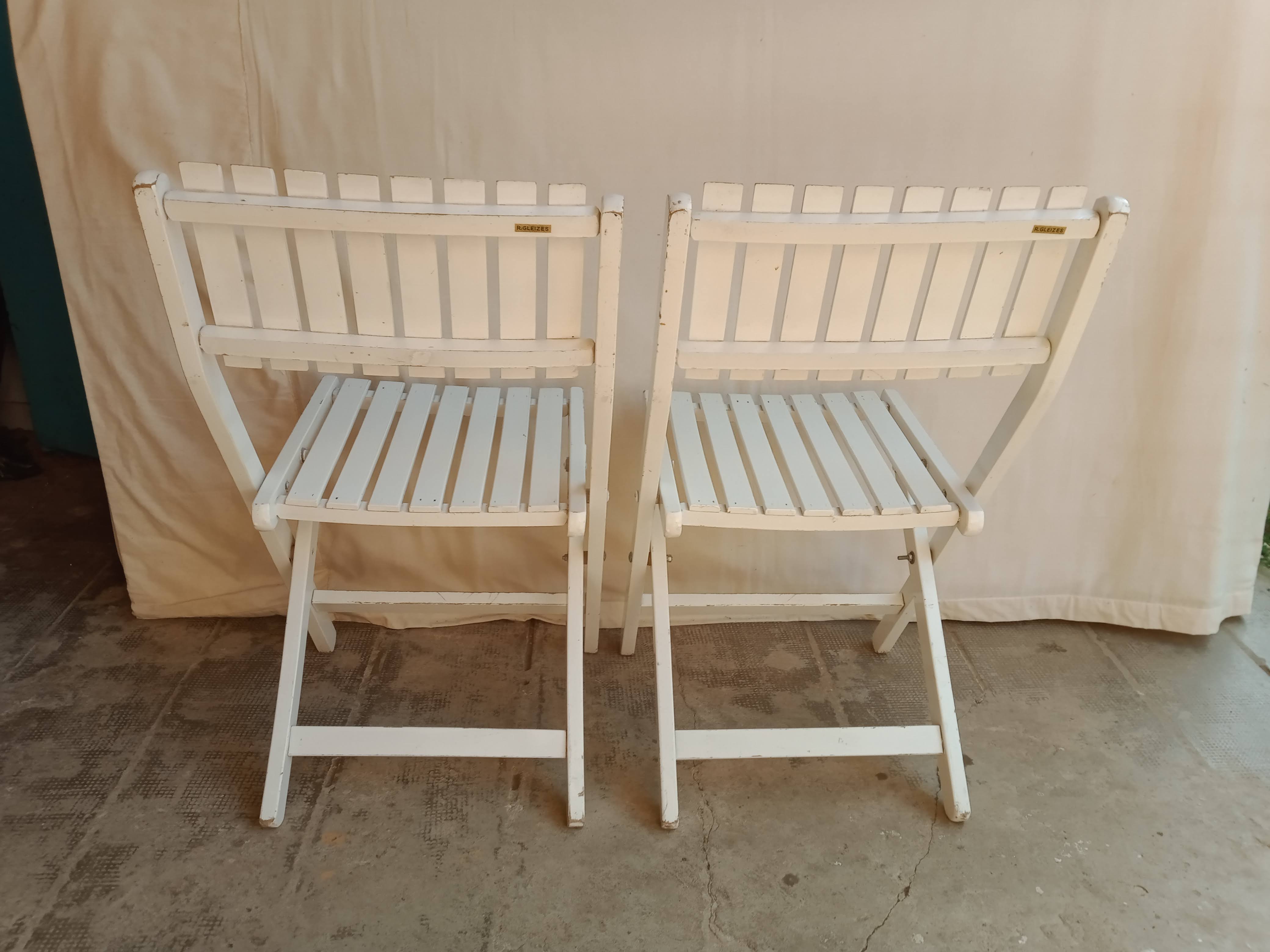 Vintage garden furniture R Gleizes in white painted wood