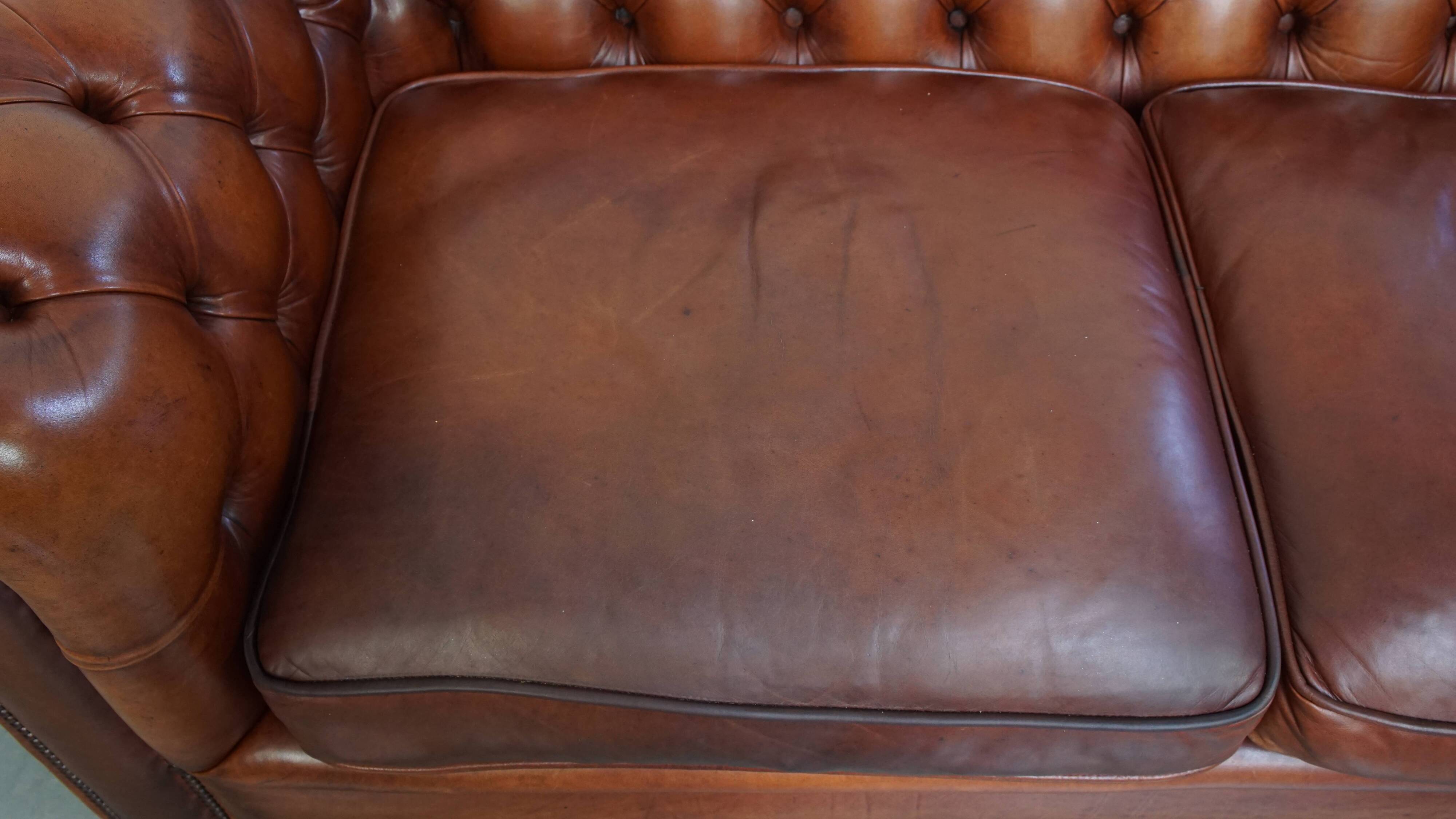 English style cowhide Chesterfield sofa