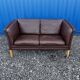Danish two seater brown leather sofa  1970s